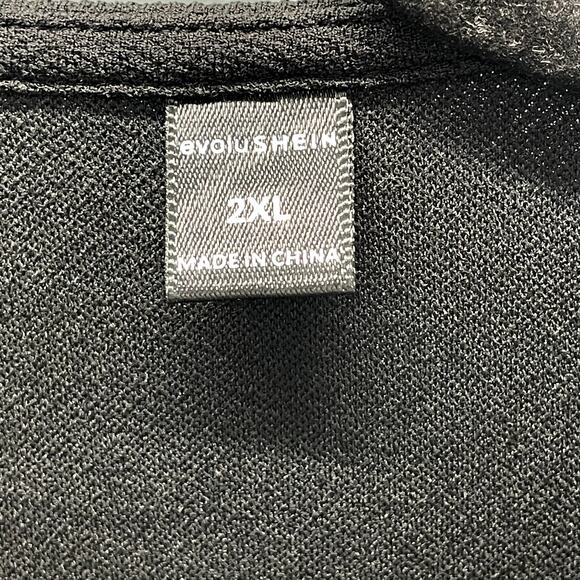 Shein Open Front Black Blazer Shoulder Pads Rouched Sleeves 2XL - Picture 5 of 6